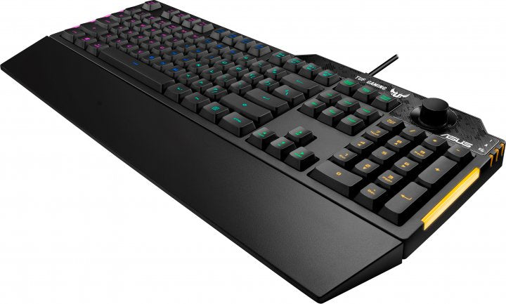 ASUS TUF Gaming K1 – Gaming-Tastatur – kabelgebunden, Membran, RGB – USB-A – QWERTY (US-INT) – Schwarz – mit H