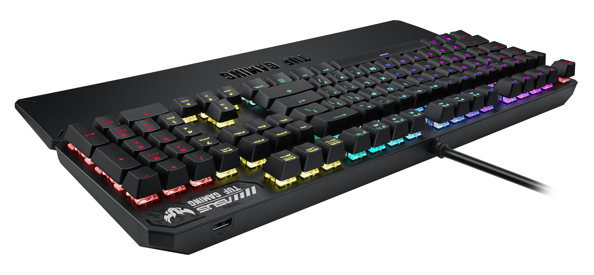 ASUS TUF Gaming K3 – Gaming-Tastatur – mechanisch – kabelgebunden – USB – RGB – mit Handballenauflage – Grau