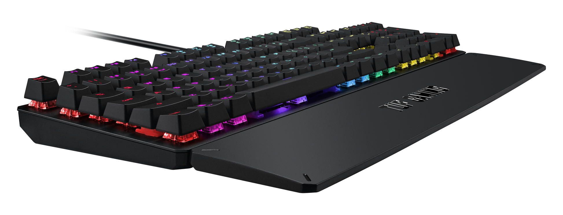 ASUS TUF Gaming K3 – Gaming-Tastatur – mechanisch – kabelgebunden – USB – RGB – mit Handballenauflage – Grau