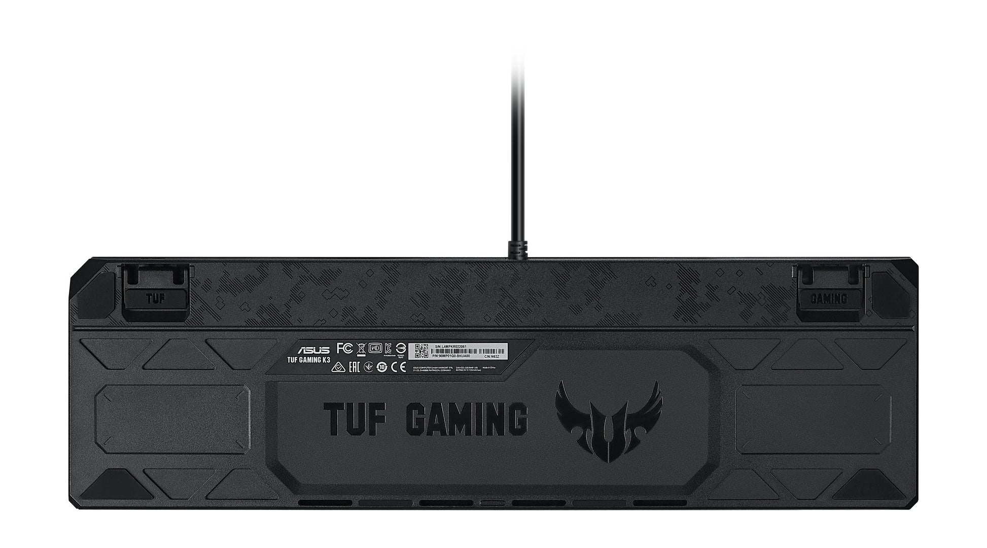 ASUS TUF Gaming K3 – Gaming-Tastatur – mechanisch – kabelgebunden – USB – RGB – mit Handballenauflage – Grau
