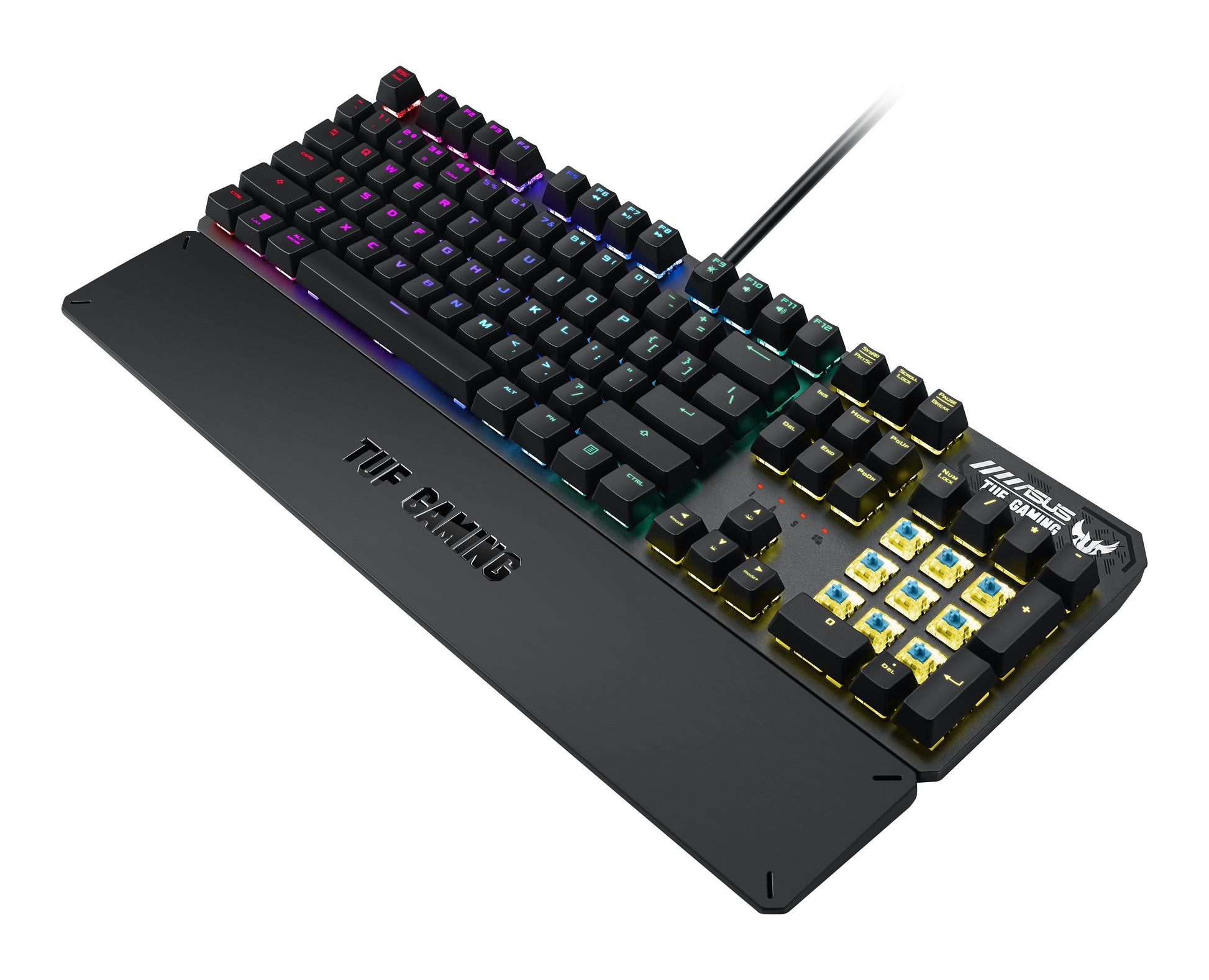 ASUS TUF Gaming K3 – Gaming-Tastatur – mechanisch – kabelgebunden – USB – RGB – mit Handballenauflage – Grau