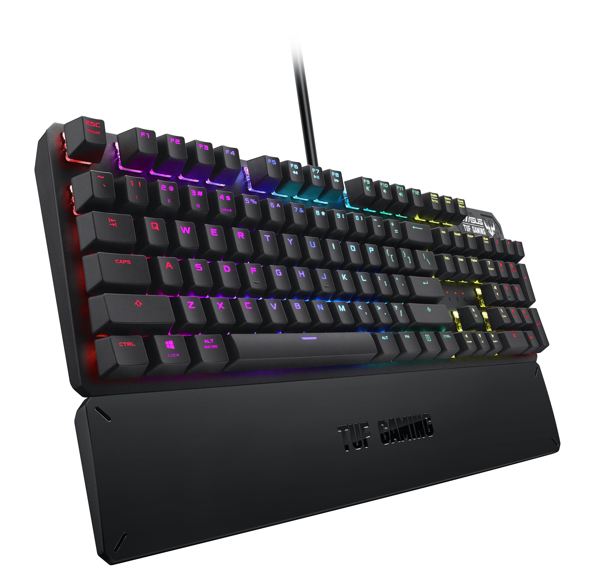 ASUS TUF Gaming K3 – Gaming-Tastatur – mechanisch – kabelgebunden – USB – RGB – mit Handballenauflage – Grau