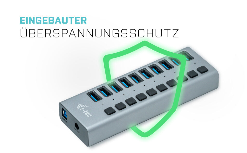 i-tec Ladegerät – 48 W, 10× USB-A, mit externem Netzteil – für Tablets, Notebooks, Ultrabooks und mehr