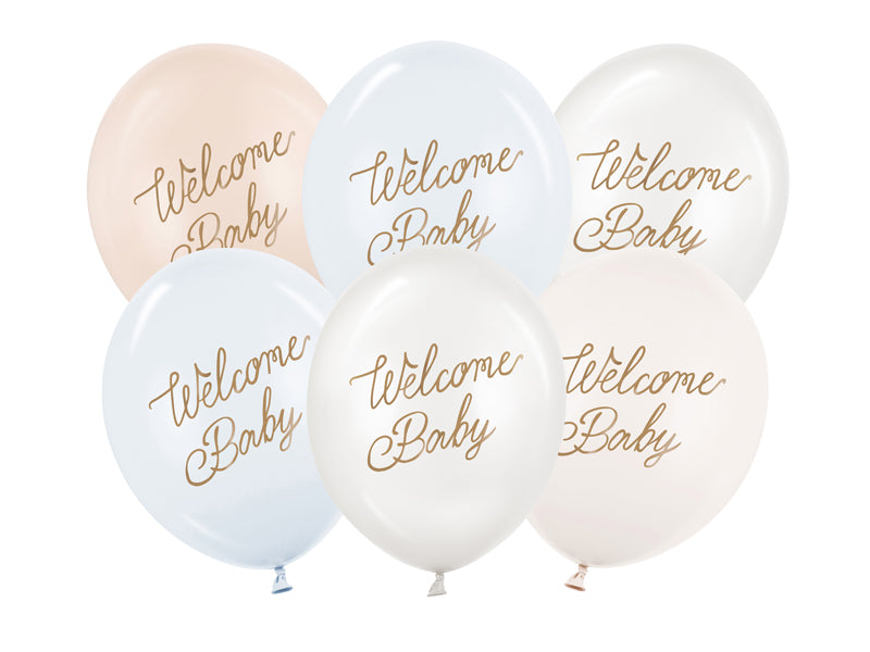 PartyDeco Luftballons Welcome Baby – mehrfarbig – Ø 30 cm – Latex – 6 Stk