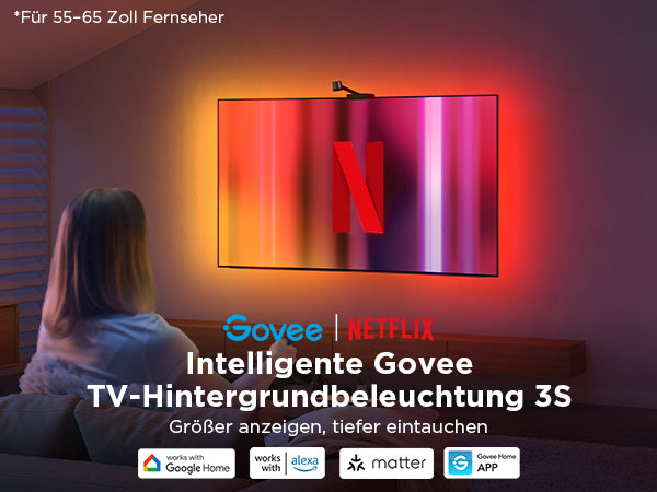 Govee Envisual H6098 TV-Backlight-Set – RGBIC, Wi‑Fi + Bluetooth – für 55–65" TVs – Schwarz