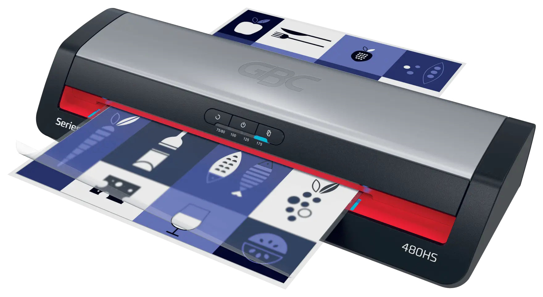 GBC 480HS Laminiergerät A3 – 4-Rollen, 75–125 µm, 1 Min. Aufheizzeit, 500 mm/min, Silber