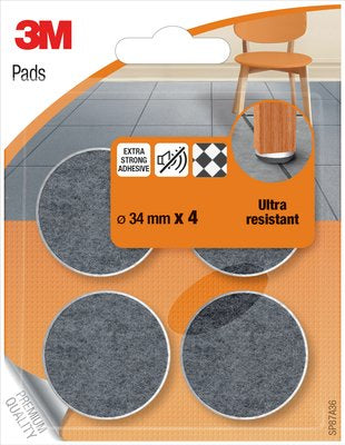 3M SP87A36 Stuhlbeingleiter – Faser – Grau, Ø 34 mm, 4er-Set