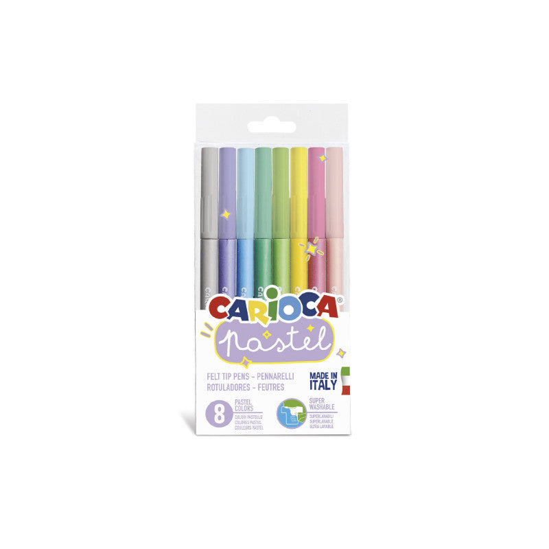 Carioca Pastell Filzstifte – Rundspitze, 4,7 mm, auswaschbar, 8 Farben