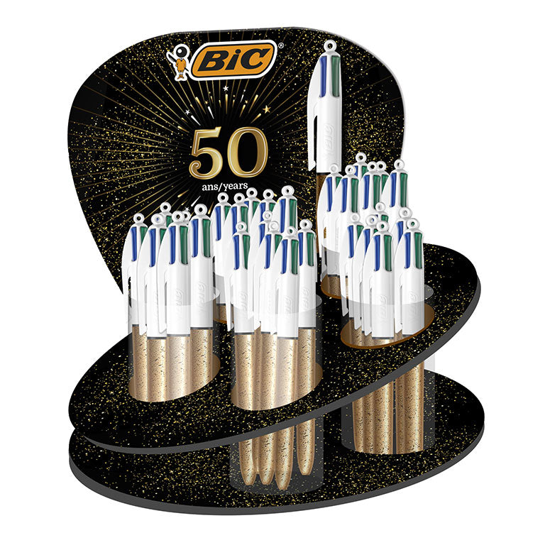BIC 4 Colours Frozen Kugelschreiber – 12er Pack, 4 Farben, Druck, Gold