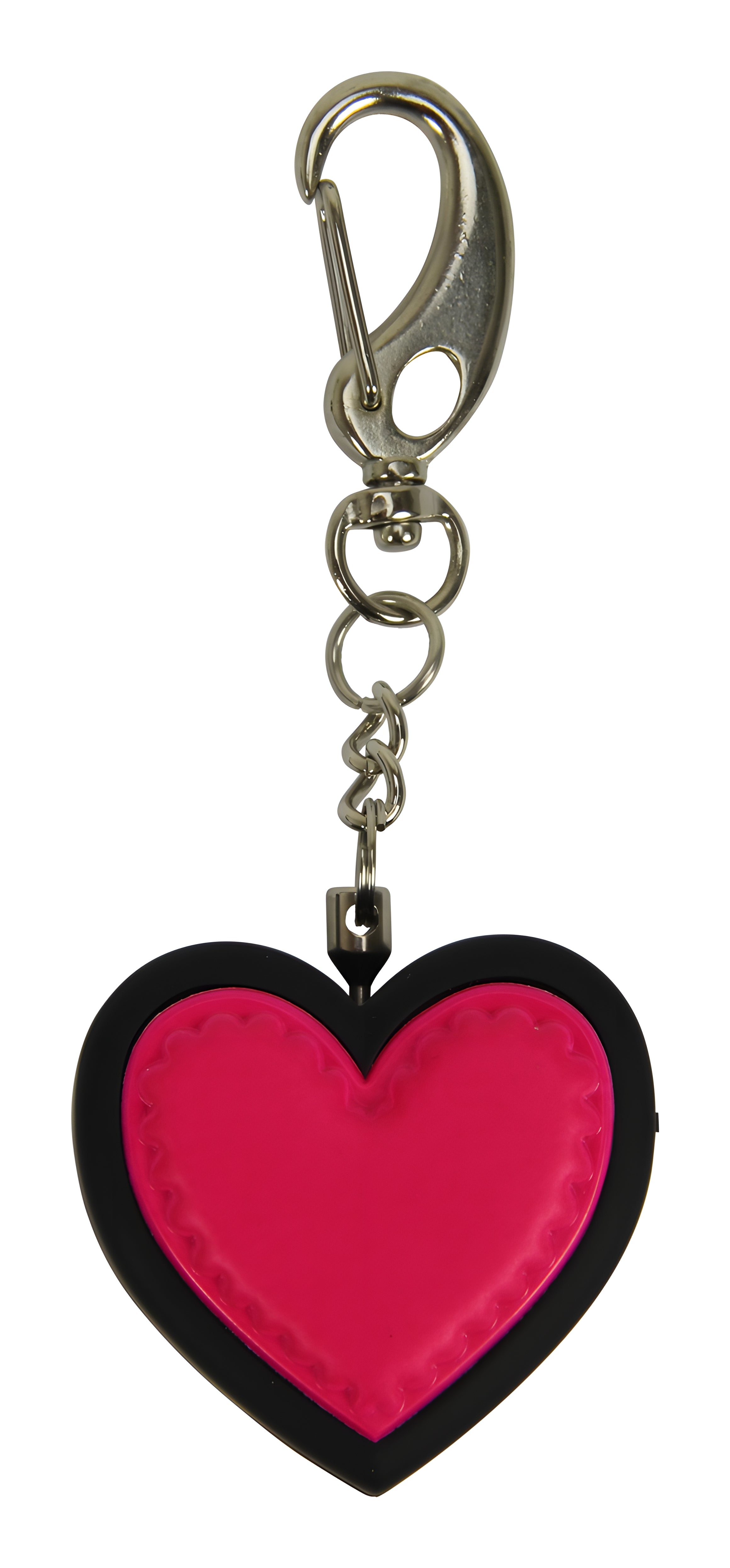 KH Security 100227 Herzalarm Soft Touch – Notrufsender, Freischaltung: Ziehen, 120 dB – rosa/schwarz