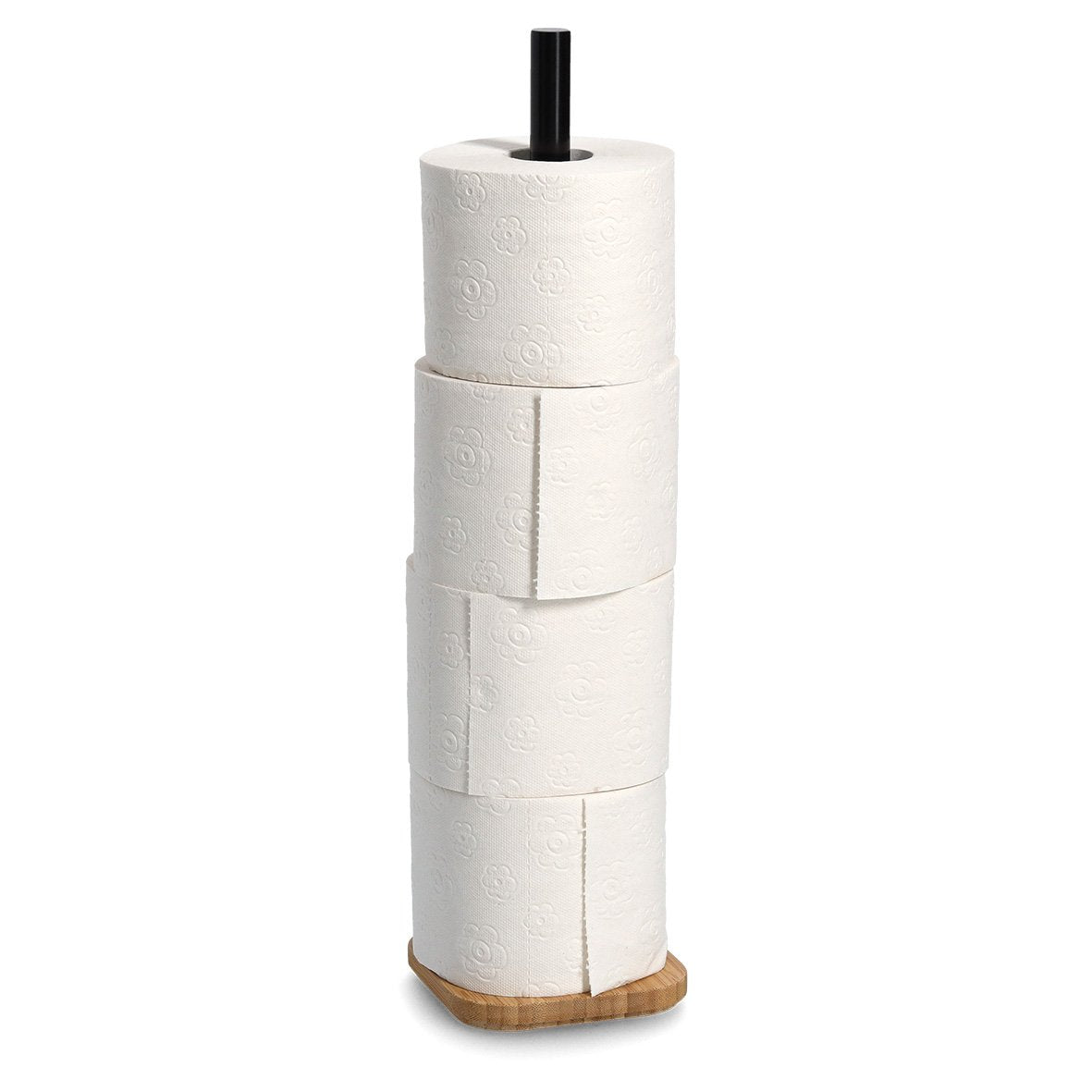 Zeller Present Toilettenpapierständer – Bambus, Braun, für 4 Rollen, 12 × 12 × 46 cm