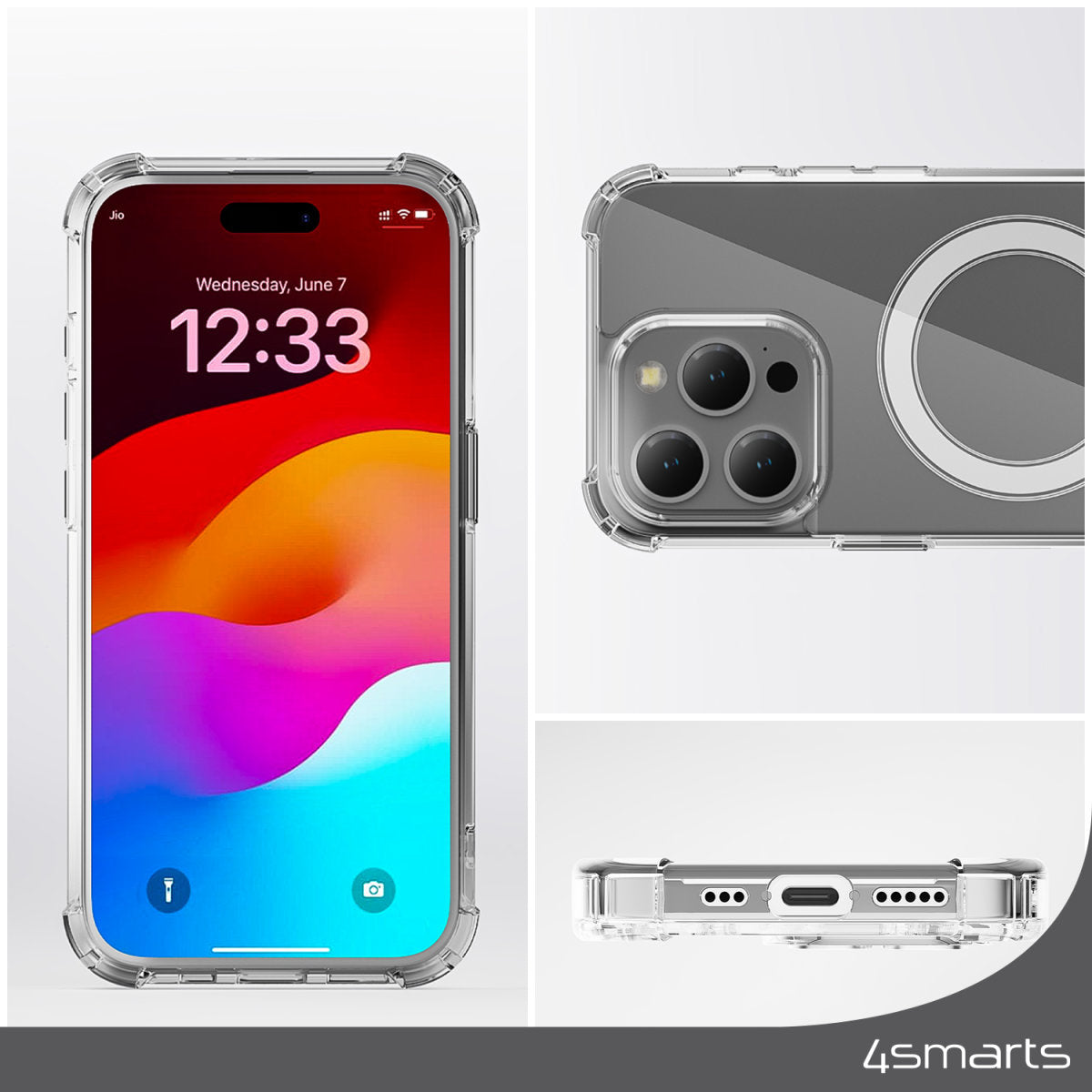 4smarts Ultimag Backcover – für Apple iPhone 15, MagSafe, TPU, Transparent