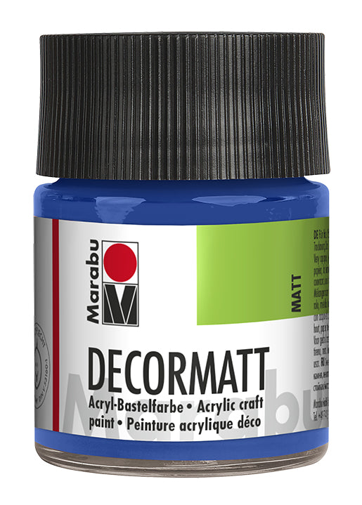 Marabu Decormatt – Acrylfarbe – Mittelblau, Samtmatt, 50 ml