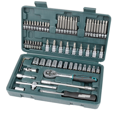 Brüder Mannesmann – Knarrensatz 1/4", 65-teilig, mit Ratsche – M29165