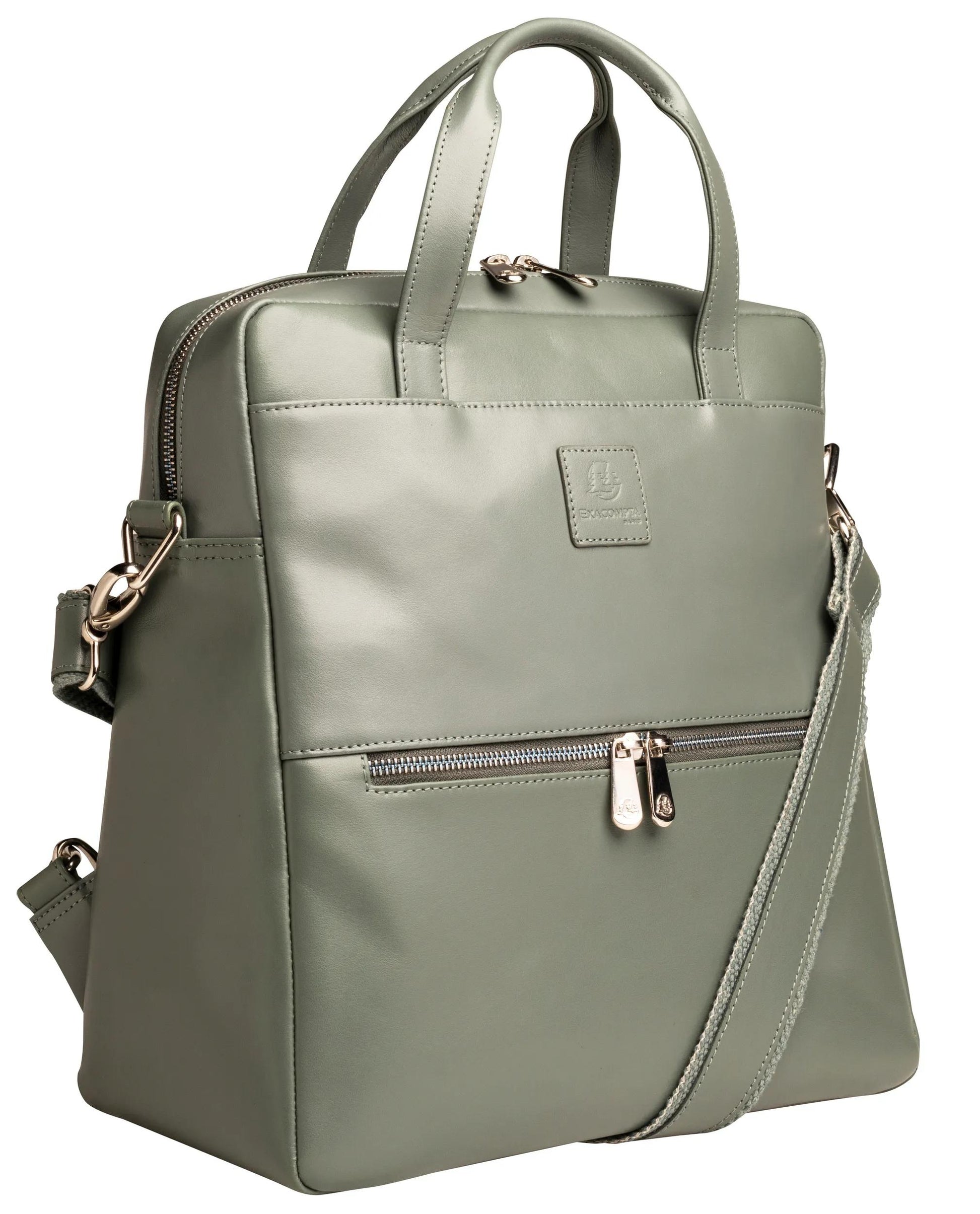 Exacompta Notebook-Rucksack bis 14" – Leder, Gepolstertes Laptop-/Tabletfach – Grau