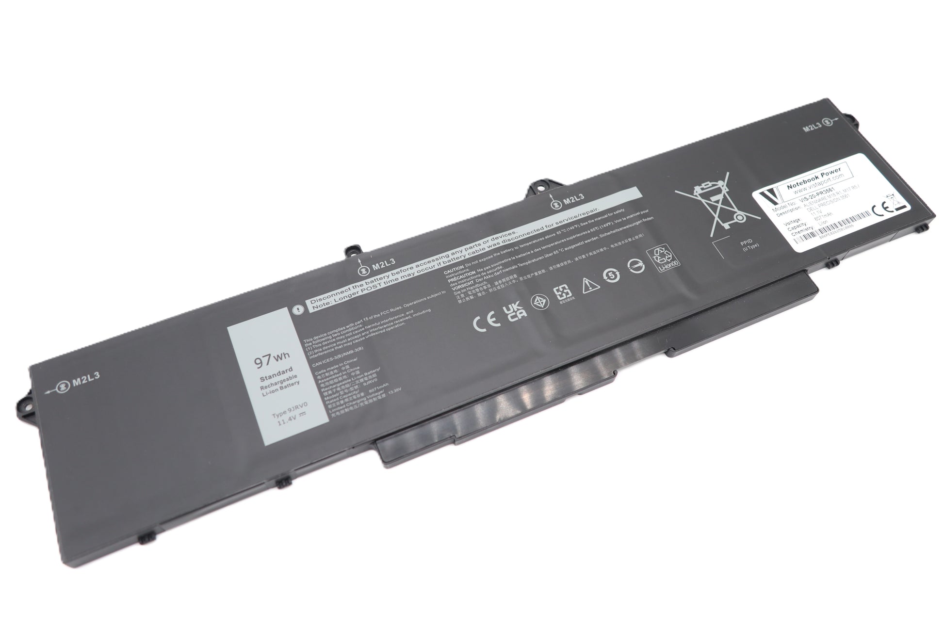 Vistaport Notebook-Akku – für Alienware M18 R1, M17 R5, Dell Precision 3561 – 97 Wh, 11,1 V – Schwarz
