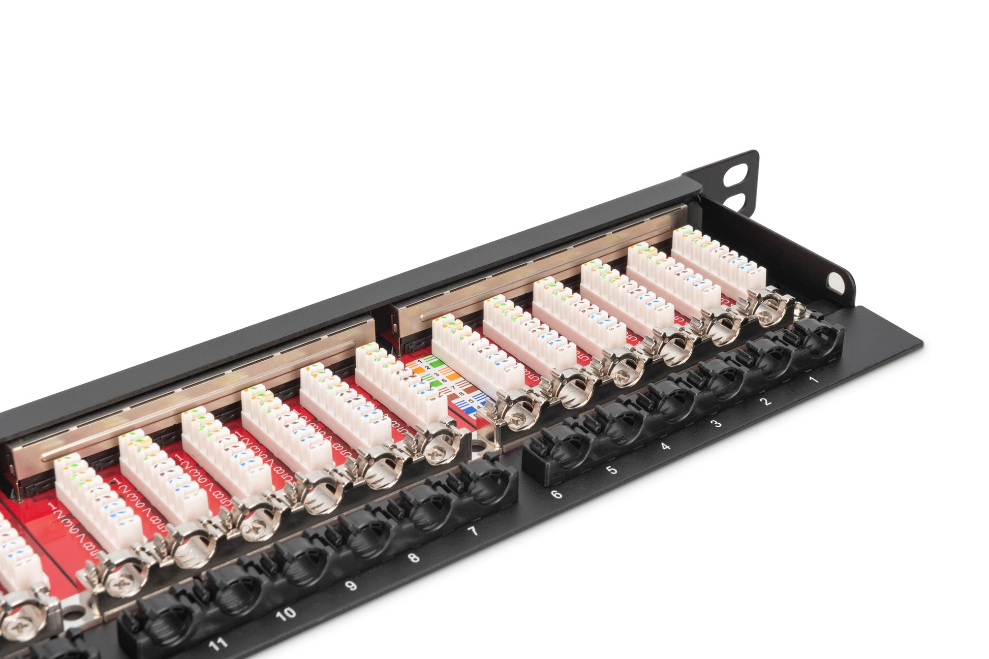 Digitus Patchpanel – 24× RJ-45, Cat6a (Klasse EA), geschirmt, 0,5U, 19", Schwarz