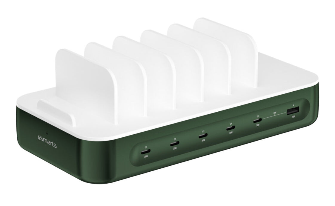 4smarts Ladestation – 5× USB-C + 1× USB-A, Hüllenfreundlich – für Nintendo Switch, Universal, Smartphone u. a.