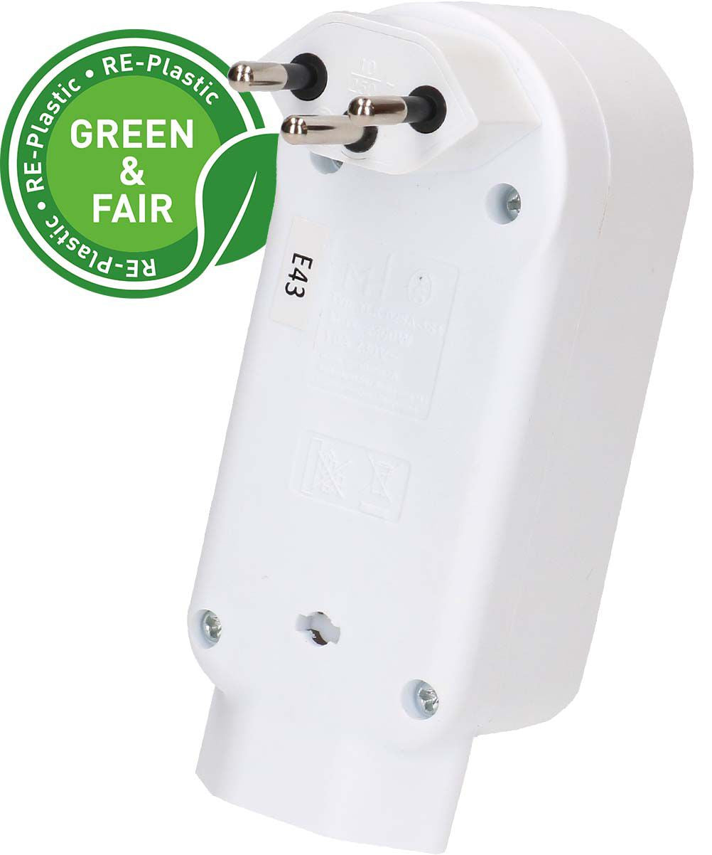 Max Hauri AG Max Hauri Basic Line Steckdosenleiste, 4×T13, ohne Schalter, 1,5 m, Eingang T12, IP20 – weiss