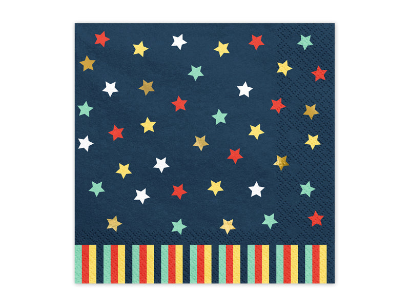 PartyDeco Servietten Stern Dunkelblau – 33 × 33 cm, 3-lagig – 12 Stück