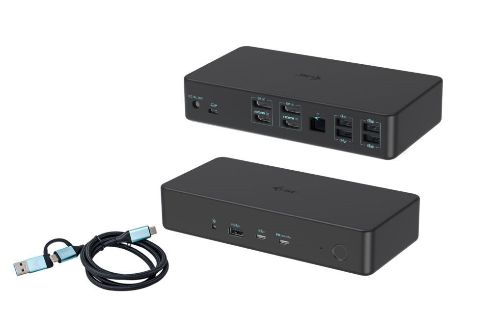 i-tec Dockingstation – USB-C, 2× DP, 2× HDMI, 5× USB-A, 100 W PD, GbE, für Windows/Mac