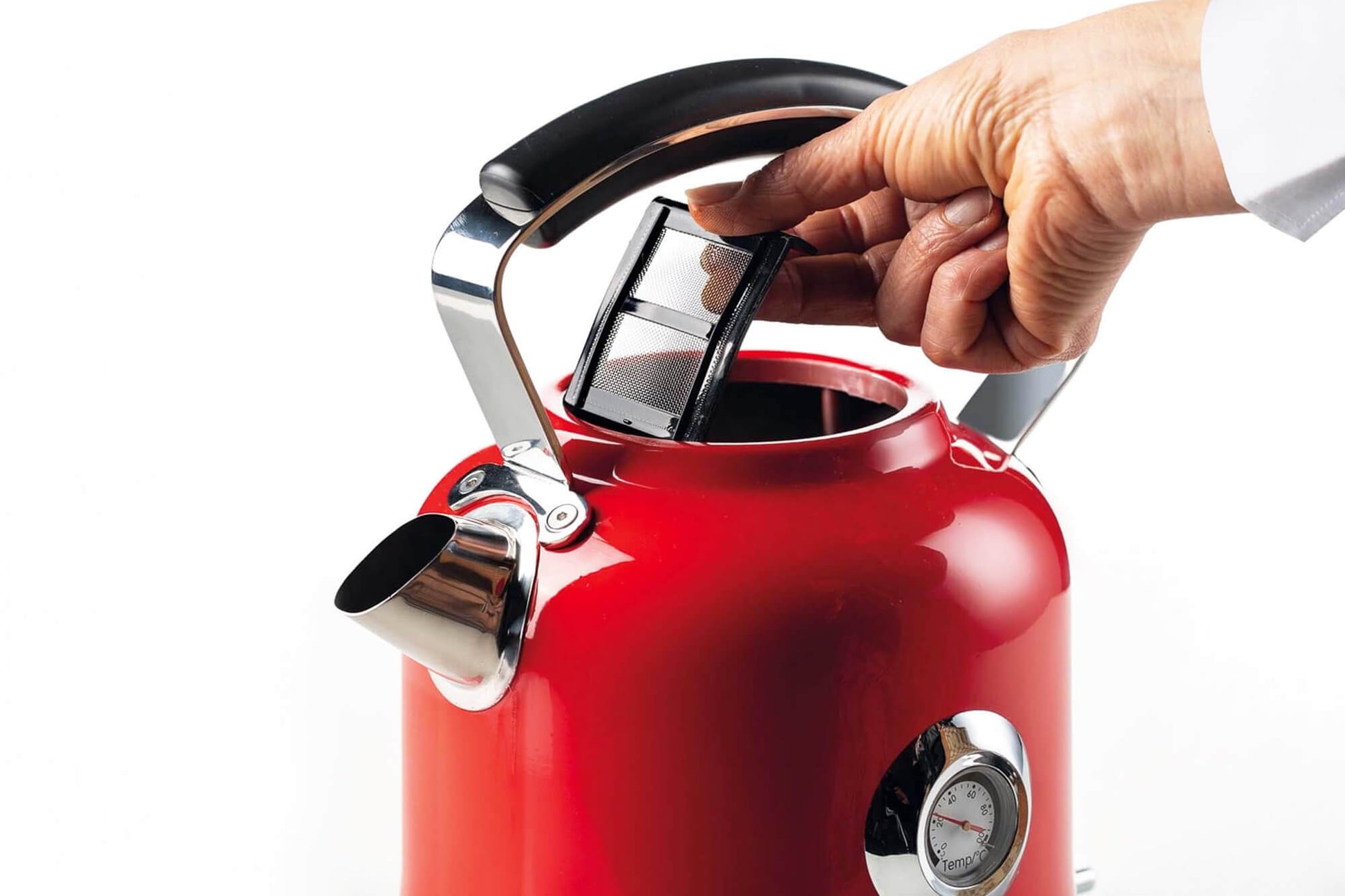 Ariete Wasserkocher – 1,5 l, Edelstahl, Rot, ARI-2854-MODERNA