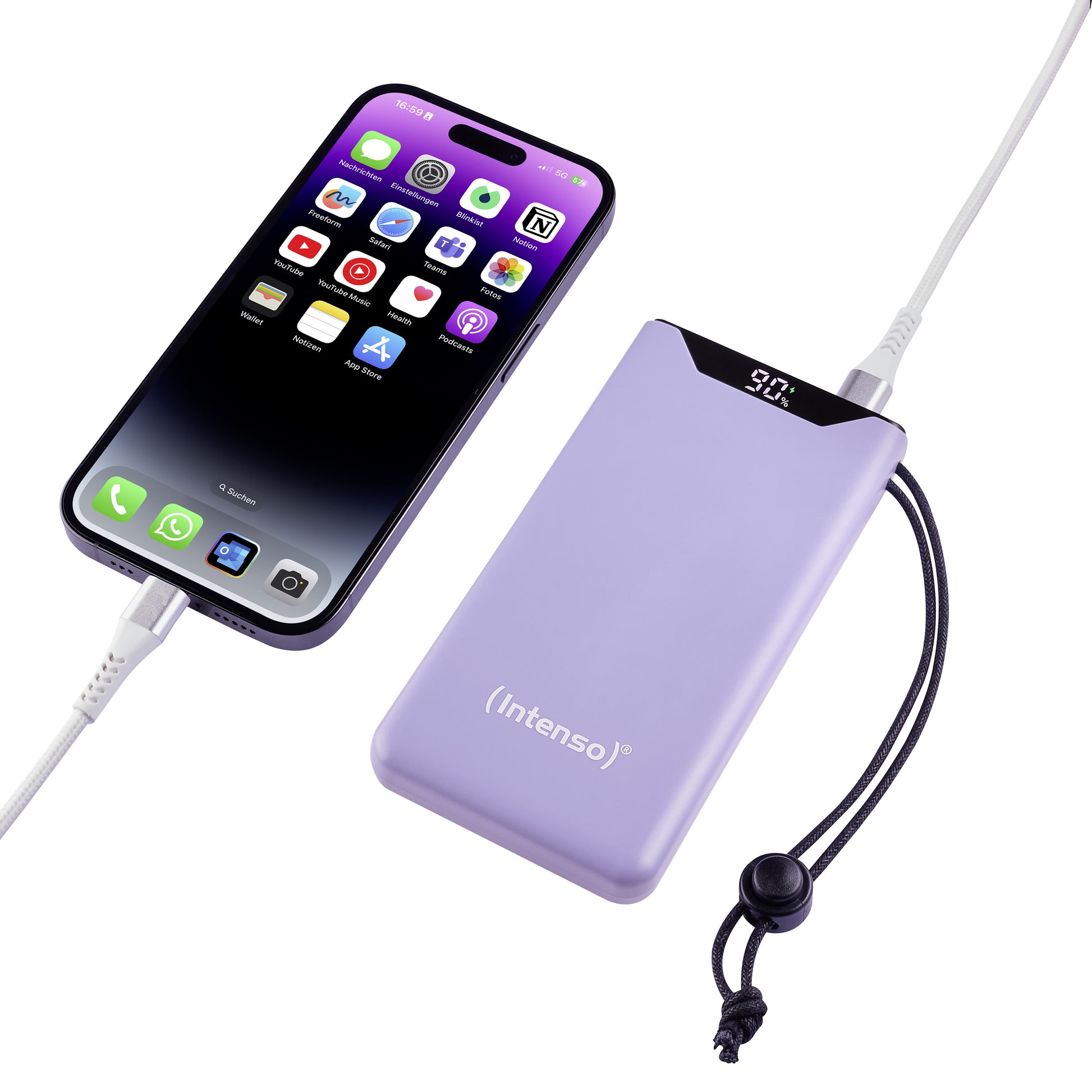Intenso F10000 Powerbank 10'000 mAh – 20 W PD, 1× USB-C, 1× USB-A, lila