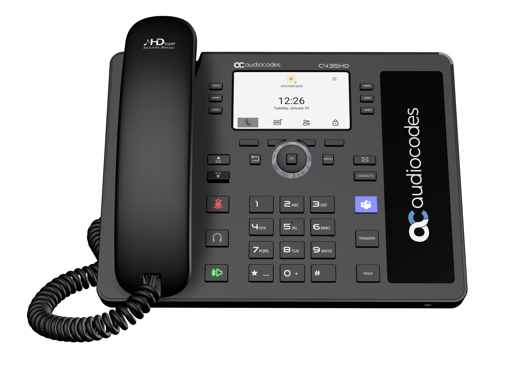 AudioCodes C435HD-R – für Microsoft Teams, PoE, GbE, inkl. externes Netzteil