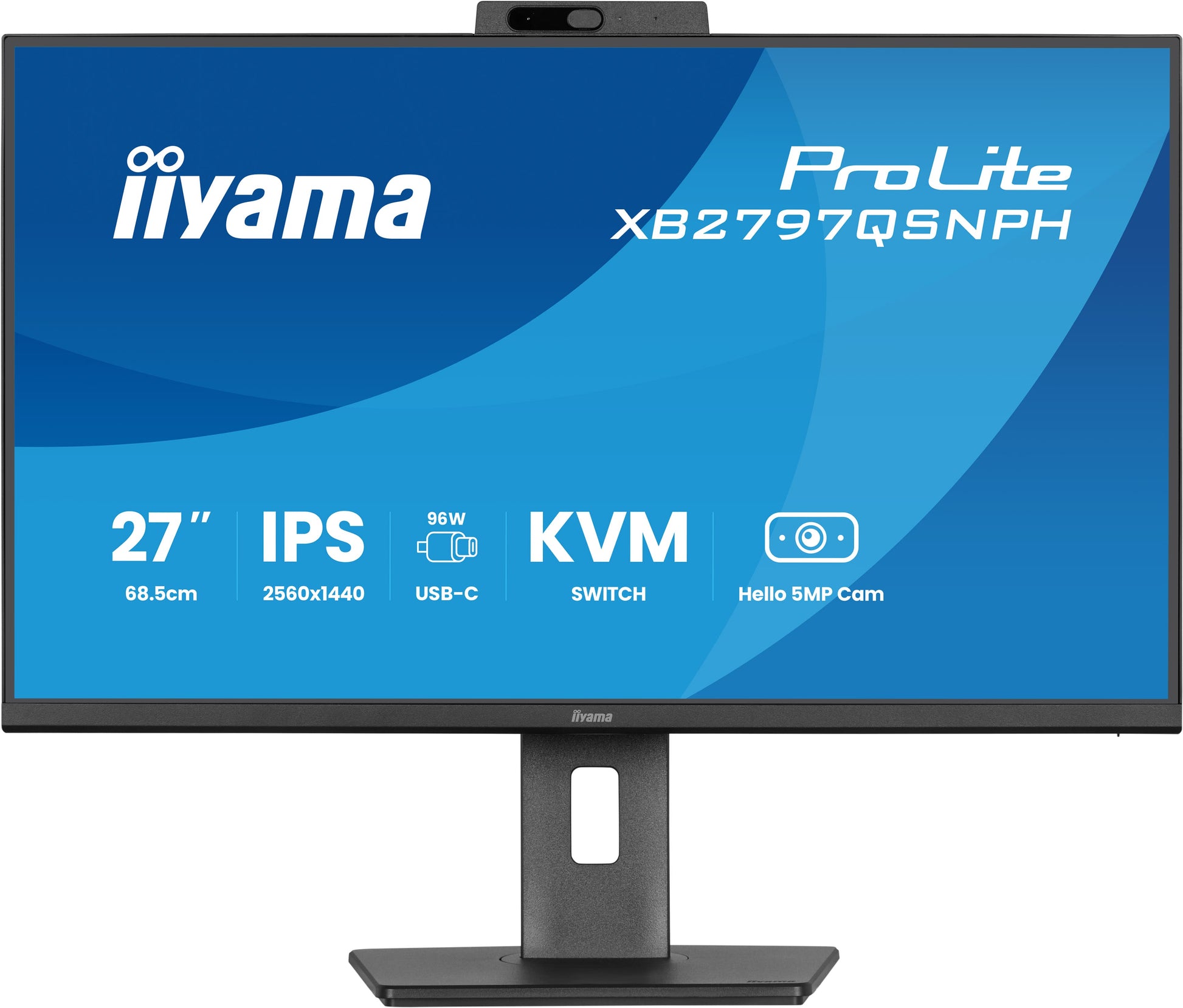 iiyama XB2797QSNPH-B1 – 27", 2560 × 1440 (WQHD), IPS, USB-C 96 W, Webcam, KVM, LAN