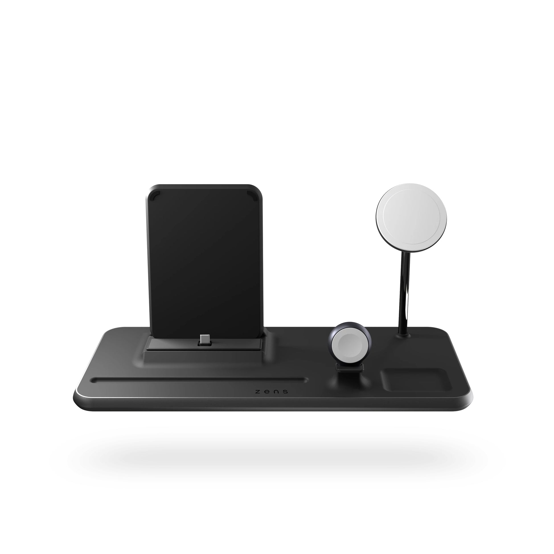 ZENS ZEDC21B/00 Kabelloses Ladegerät 15 W – Qi, PD – USB‑C×1 – 4× gleichzeitig – für Smartphone und mehr – Schwarz