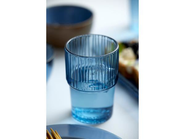 BITZ Latte Macchiato Glas – 4er Set, 380 ml, H 12,5 cm, Glas, Blau, spülmaschinenfest
