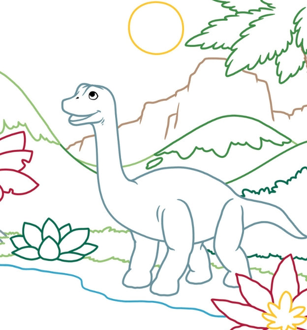 TOPP Verlag Malbuch Zauberpapier – 21 × 21 cm – 48 Seiten – Dinosaurier