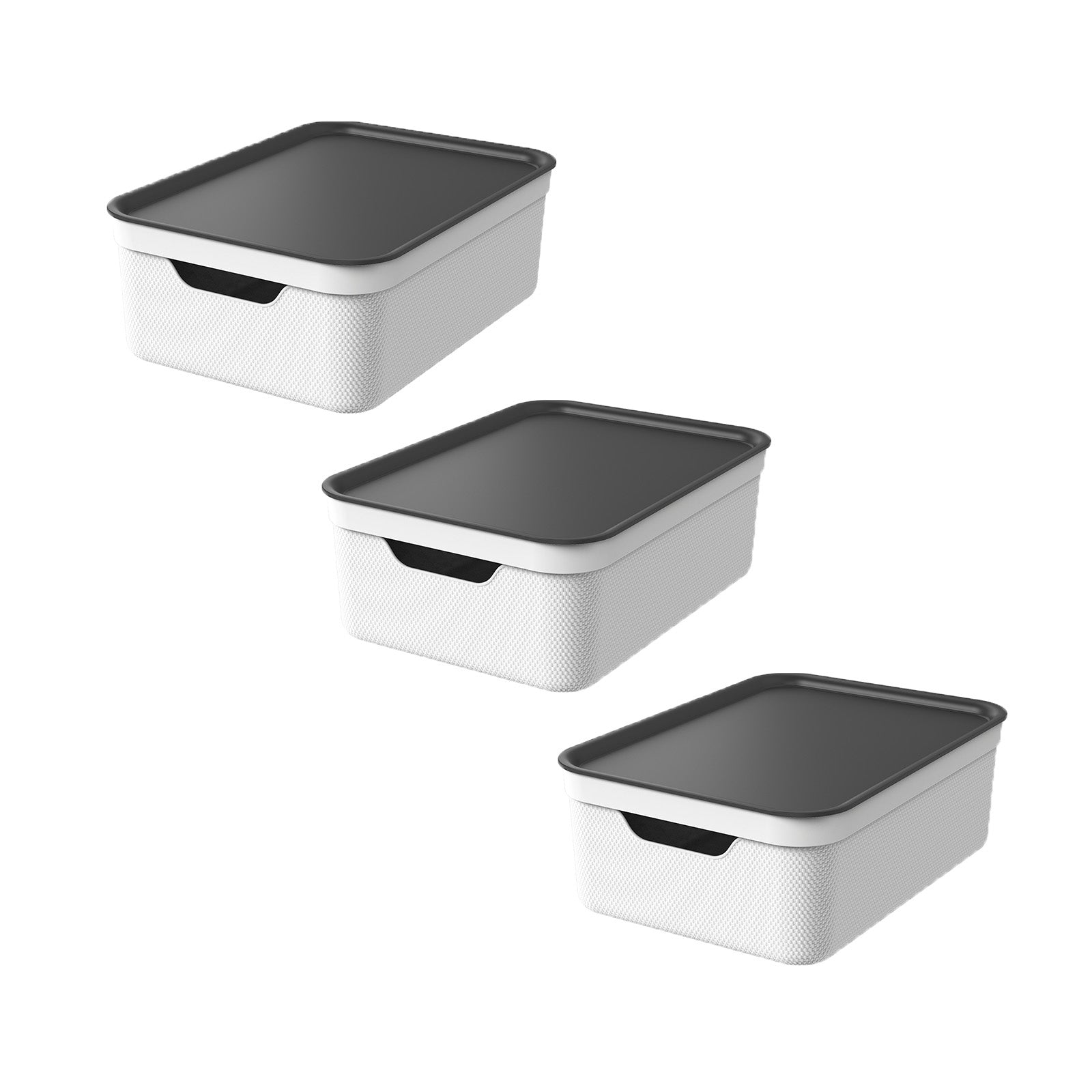Rotho JIVE Aufbewahrungsbox 13 l – für A4, mit Deckel, stapelbar, weiss, Kunststoff, 3 Stück