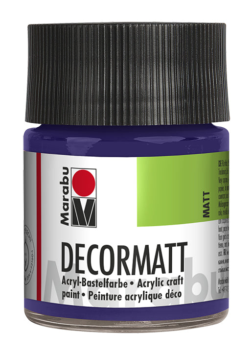 Marabu Decormatt – Acrylfarbe – Violett, Samtmatt, 50 ml, für Holz, Papier & Glas