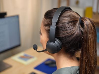Trust Ayda – Duo On-Ear Headset – Bluetooth, ENC, USB-C – Schwarz – bis 24 h