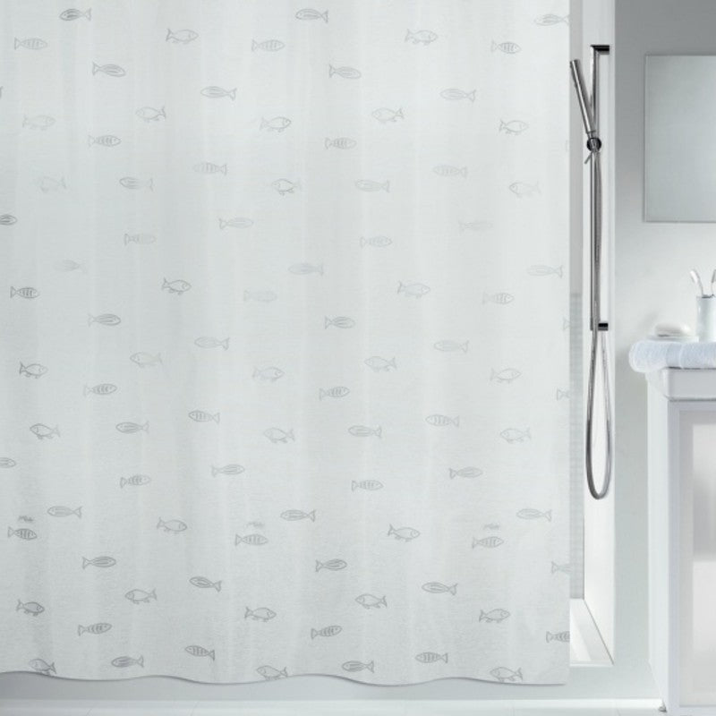 Spirella Duschvorhang – 180 × 180 cm – Grau – Polyester