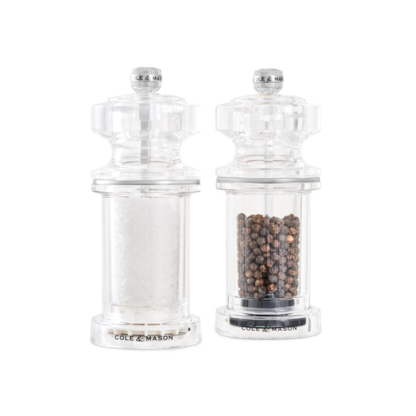Cole & Mason Salz- und Pfeffermühlen-Set 2-teilig, Ø 5,8 × 14,4 cm, Acryl/Keramik, Transparent