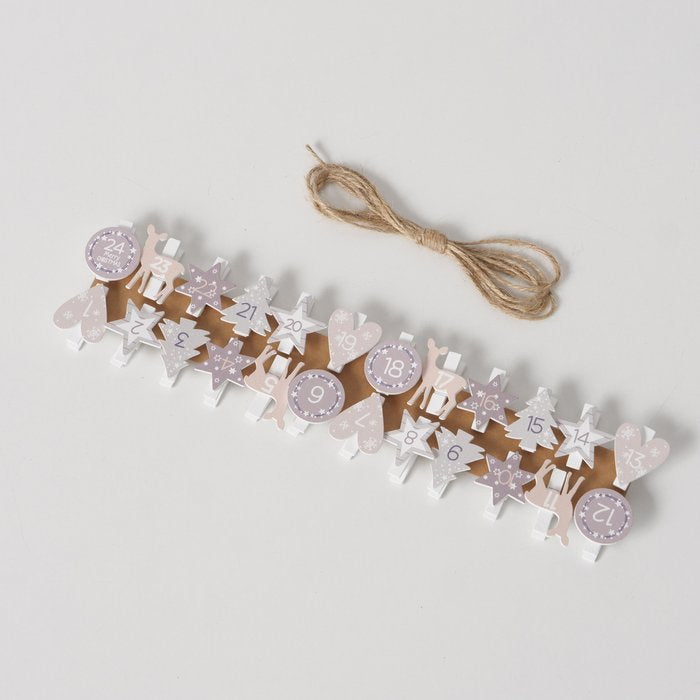 Boltze Adventskalender – Zahlen – 24-teilig – Sperrholz & Jute & Textil, mehrfarbig – 4,8 × 200 cm