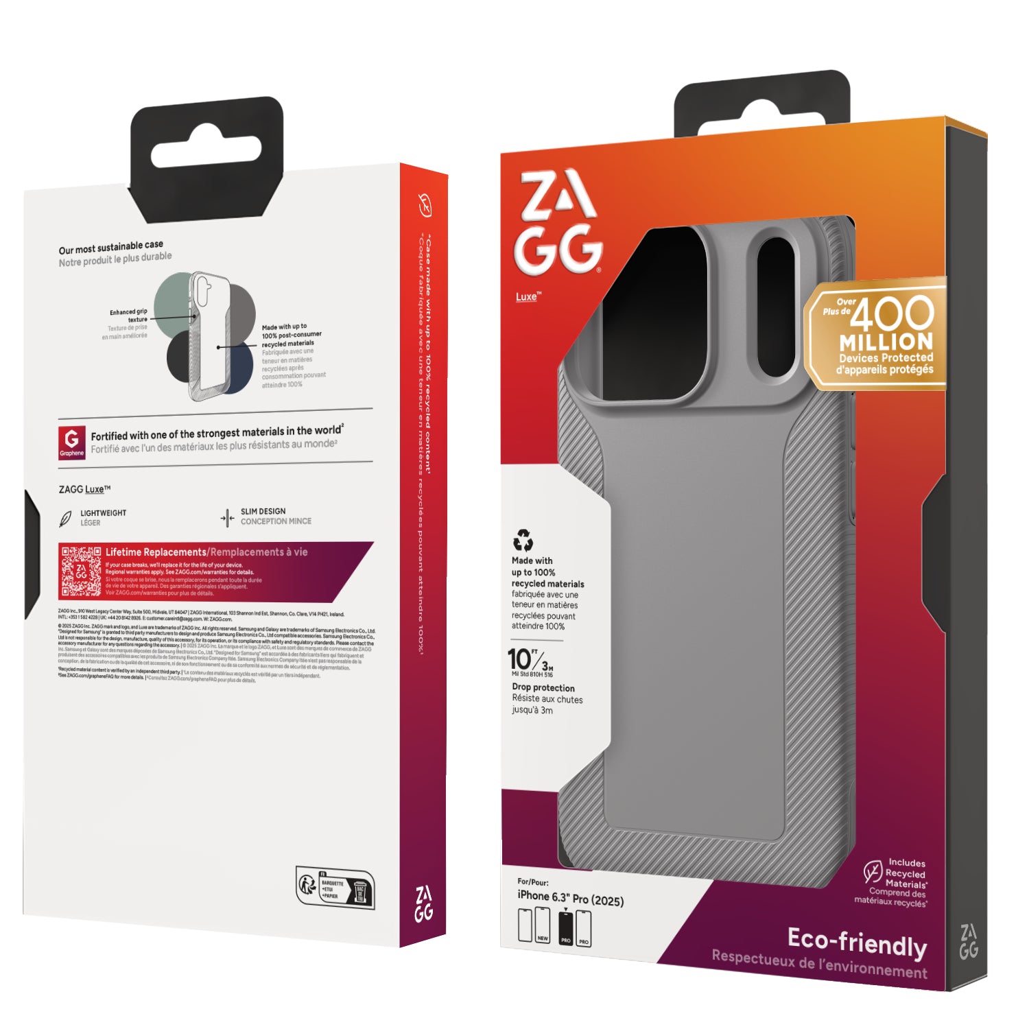 ZAGG Luxe Snap – Backcover – für Apple iPhone 17 Pro – MagSafe, Graphen, Grau, bis 3 m Sturzsicher