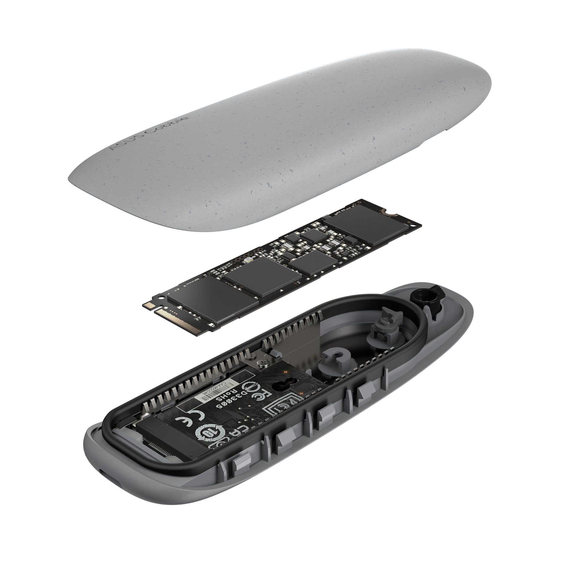 ASUS Cobble Grau – 1-Bay M.2 SSD-Gehäuse – USB 3.2 Gen 2 Typ-C, PCIe NVMe, für M.2 42/60/80 mm