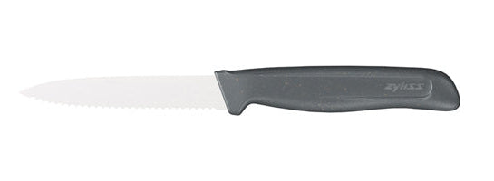 Zyliss Schälmesser 10 cm, Edelstahlklinge, Wellenschliff, Kunststoffgriff grau
