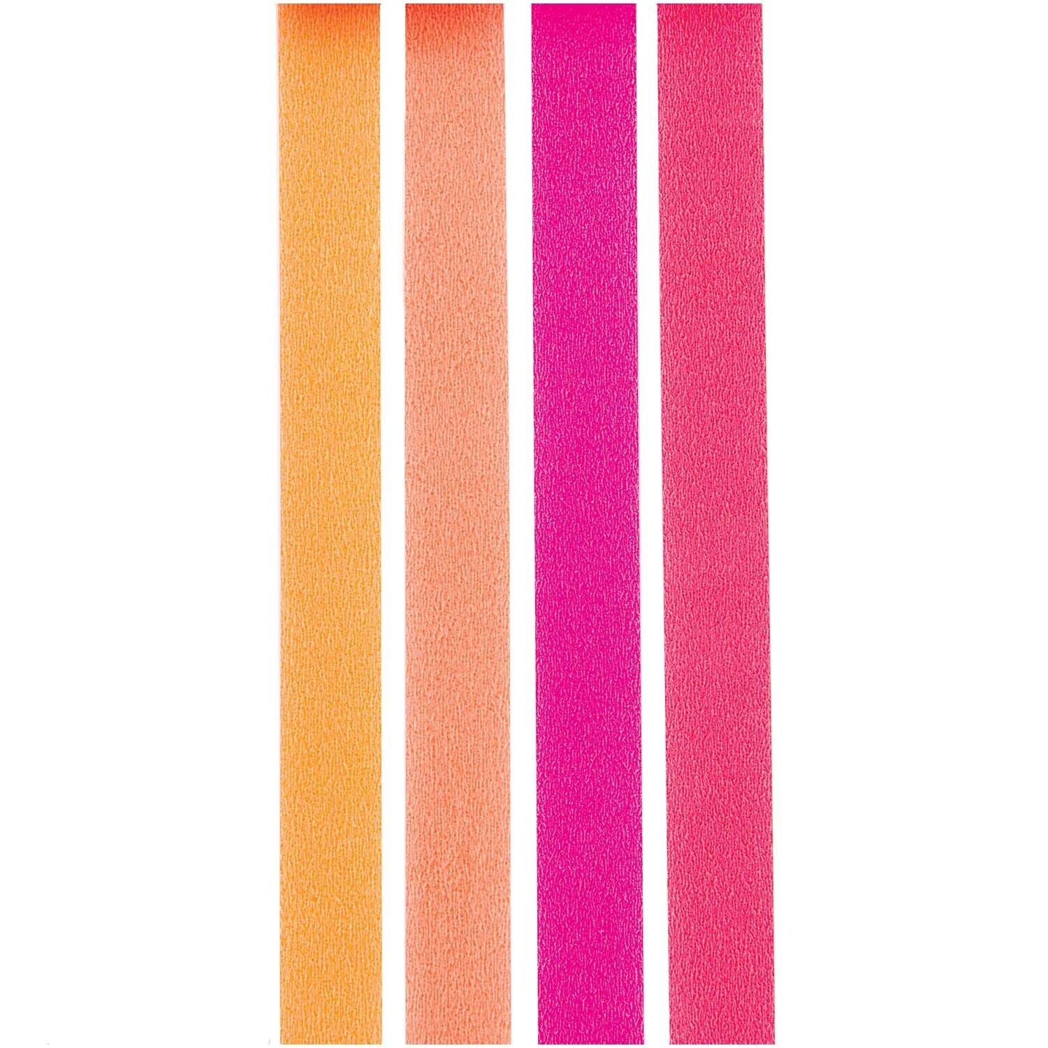 Rico Design Washi Tape – 15 mm × 10 m, neonorange, pink, rot – 4 Rollen, Papier, entfernbar, FSC Mix