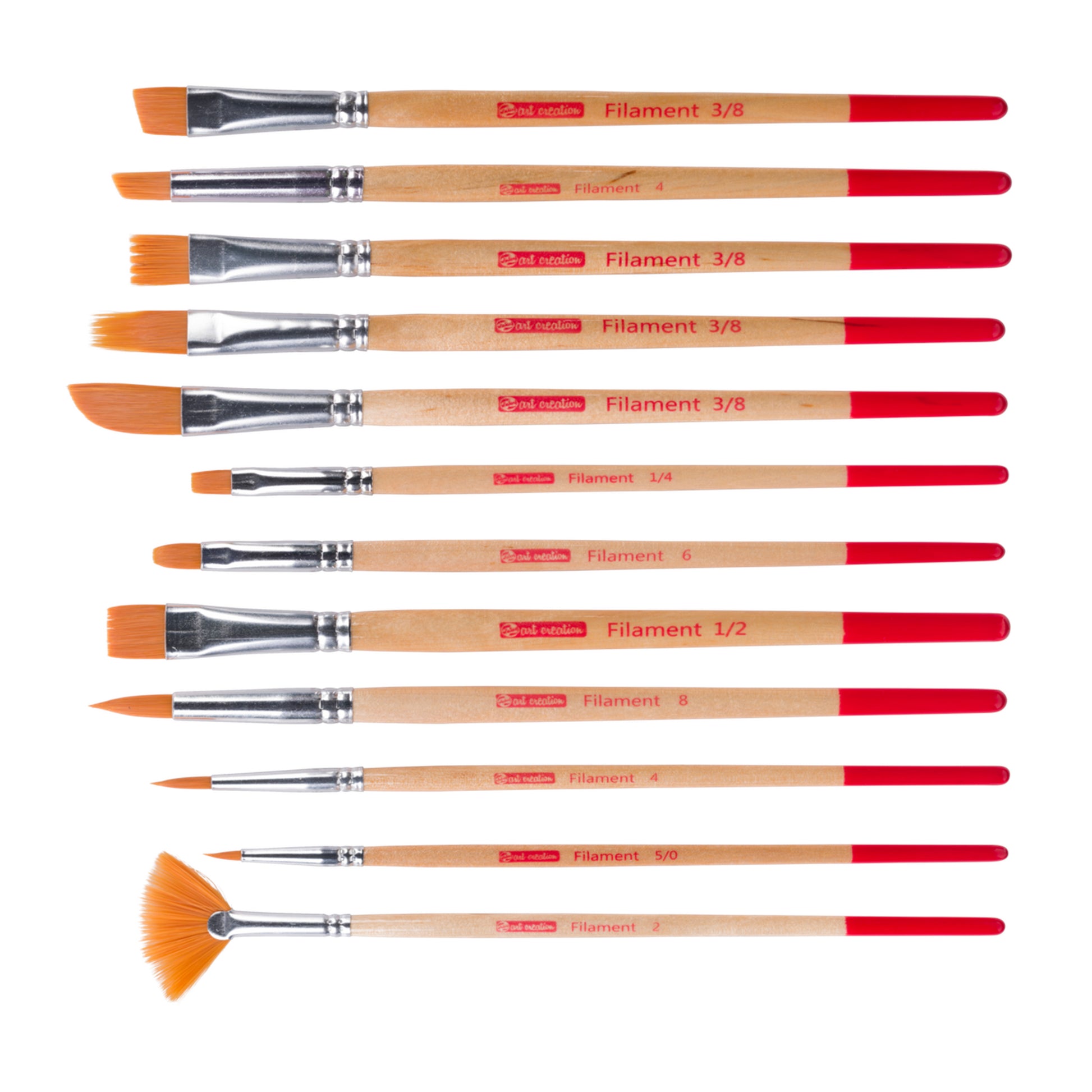 Talens ArtCreations – Pinsel-Set – Flachpinsel, Rundpinsel, Polyester, Grösse 2/4/5/0/6/8, 12er-Set