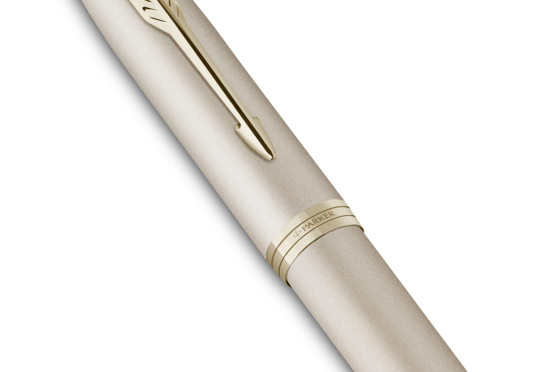 Parker IM Monochrome – Tintenroller, Schwarz, Edelstahl (Lackiert), Champagner