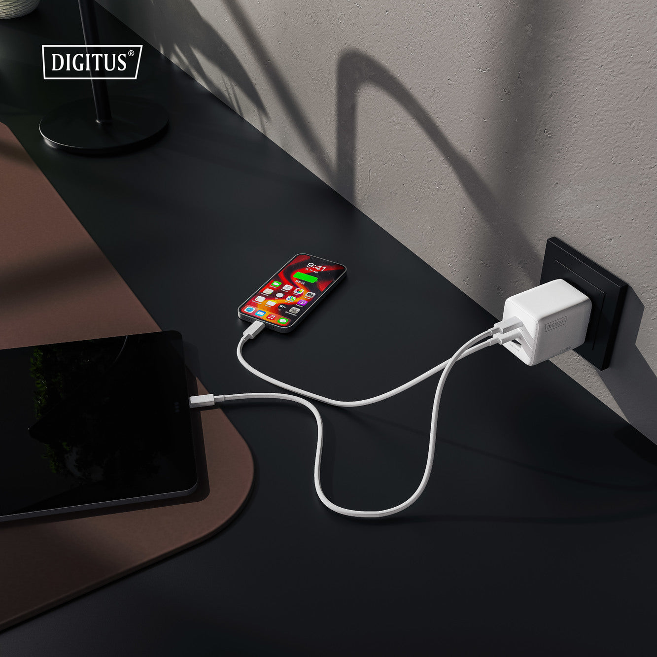 Digitus USB-Ladegerät 100 W – USB-C×2, USB-A×1 – GaN