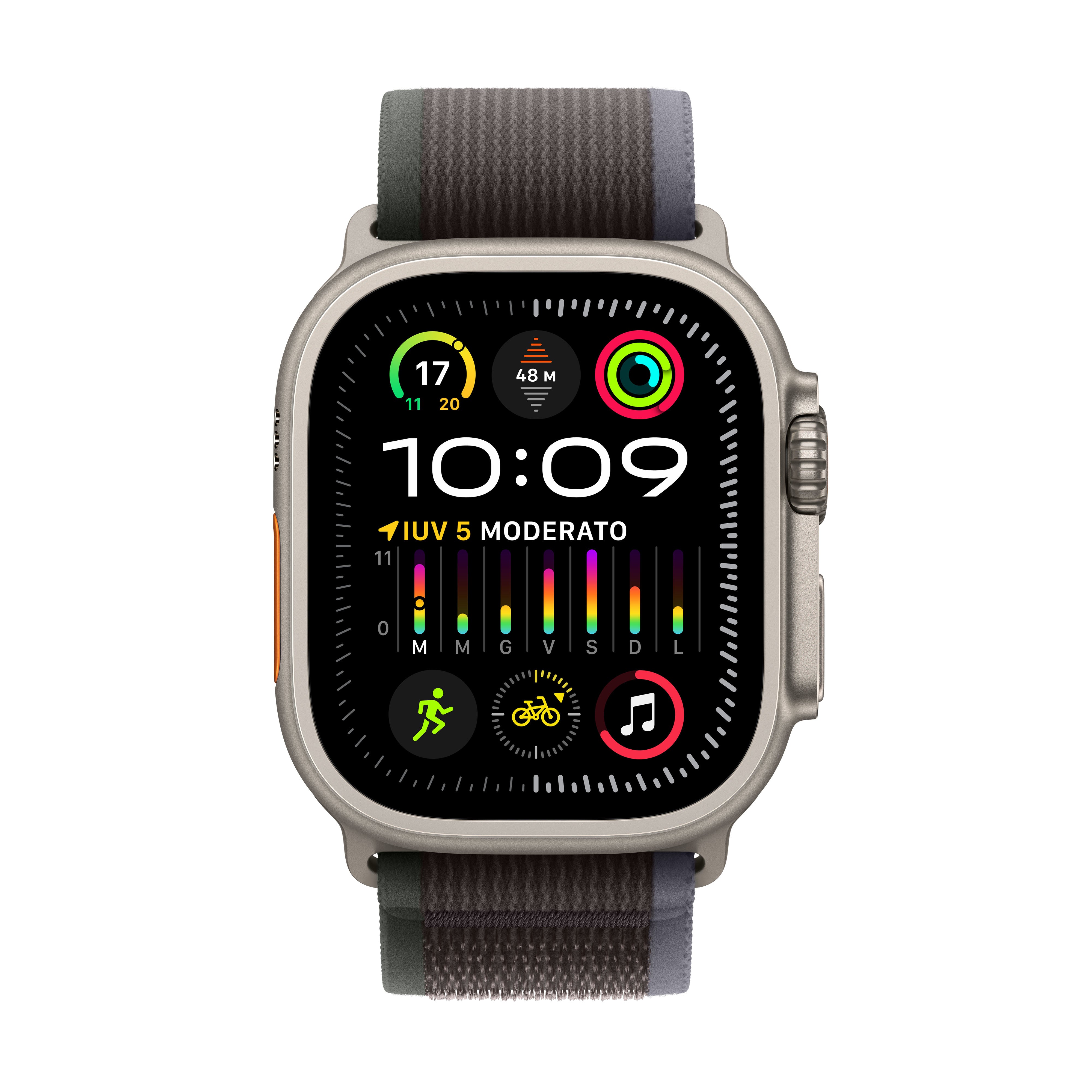 Apple Watch Ultra 2 – Smartwatch – 49 mm, LTE, OLED, Saphirglas, 100 m, Titan, Blue/Black Trail Loop (M/L)