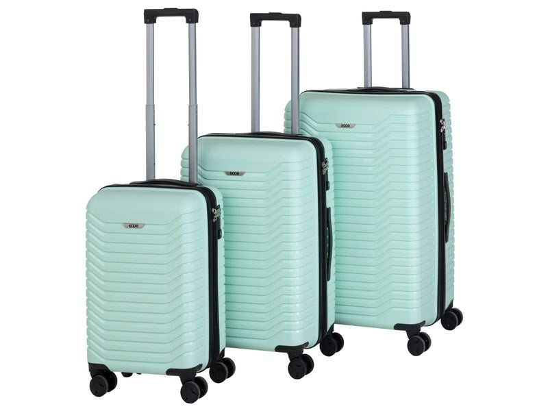 KOOR 3-teiliges Kofferset – Hartschale, 4 Rollen, mit TSA, Mint