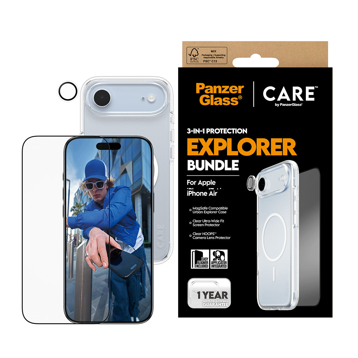 PanzerGlass Bildschirmschutzfolie – für Apple iPhone Air – Transparent – Gehärtetes Glas