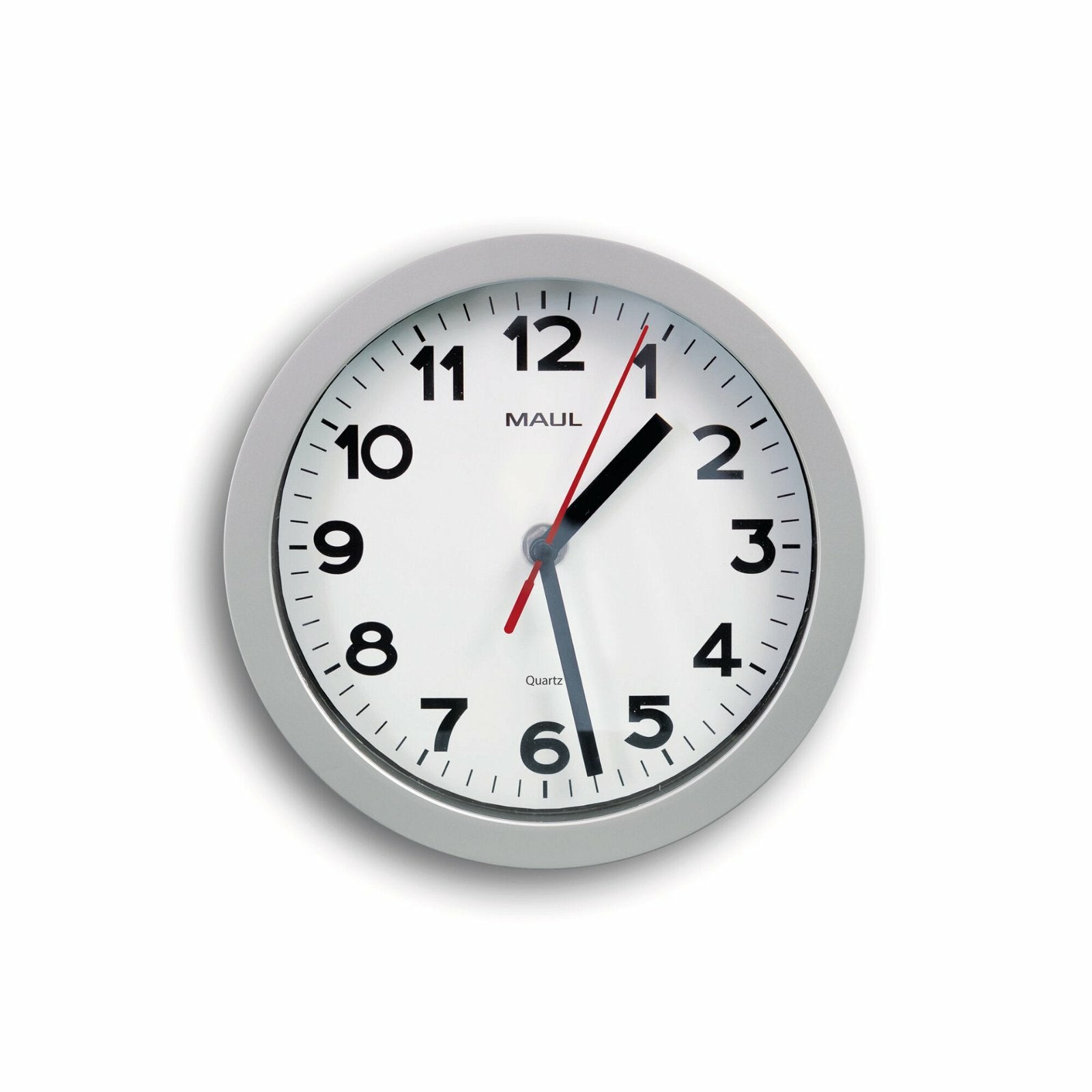 MAULstep 20 Wanduhr – Funk, analog, Ø 20 cm, Silber, Kunststoff