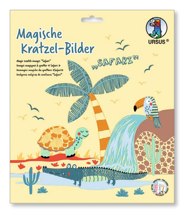 URSUS Magische Kratzel-Bilder – Bilder-Set zum Ausmalen – Safari – 4-teilig, je 21 × 21 cm